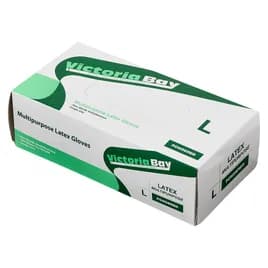 Victoria Bay General Purpose Gloves Large (LG) Ivory Latex Disposable Powdered 100 Count/Pack 10 Packs/Case