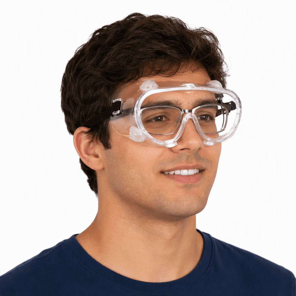 808 Series Goggles Plastic With Clear Frame Clear Lens Indirect Ventilation Elastic Strap 60 Pairs/Case