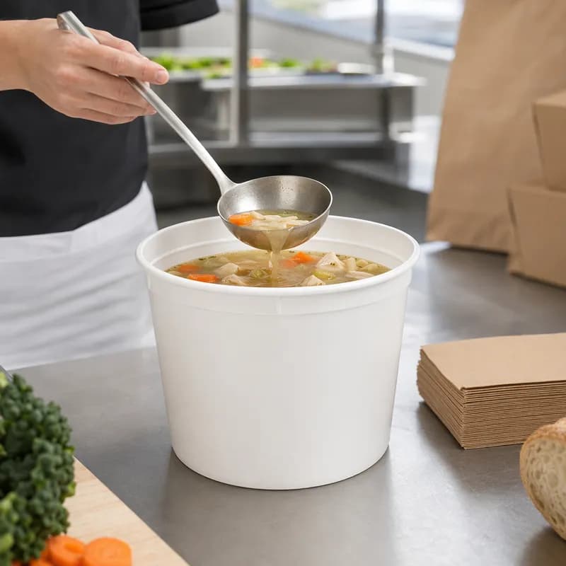 Deli Container Base 64 OZ HDPE White Round 200/Case