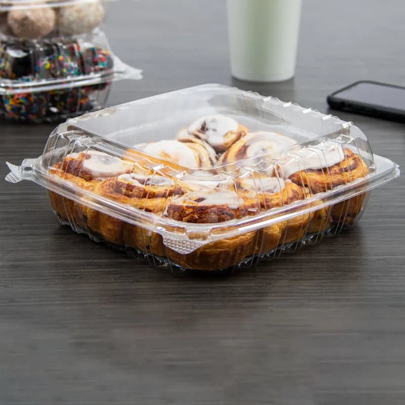 Dart® ClearSeal® Cold Take-Out Container Hinged Large (LG) 8.825X9.3X3 IN PET Clear Square 100 Count/Pack 2 Packs/Case