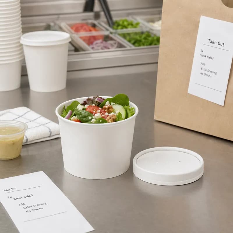 Victoria Bay Food Container Base & Lid Combo 12 OZ Paperboard White Round Vented 250/Case
