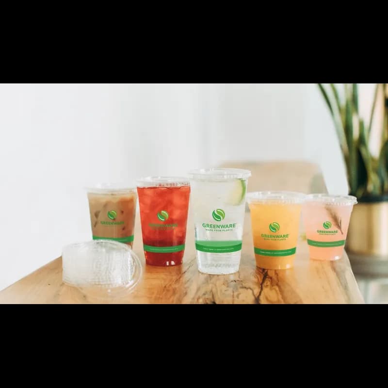 Greenware® Lid Flat 4X0.3 IN PLA Clear For 16-24 OZ Cold Cup No Hole 1000/Case