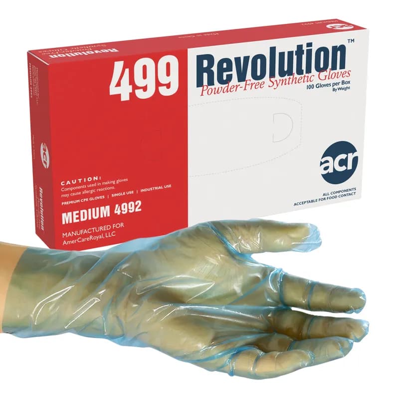 Revolution™ General Purpose Gloves Medium (MED) Blue Vinyl Powder-Free 100 Count/Pack 10 Packs/Case 1000 Count/Case