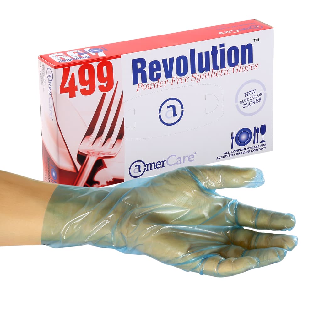 Revolution™ General Purpose Gloves Large (LG) Blue Vinyl Powder-Free 100 Count/Pack 10 Packs/Case 1000 Count/Case