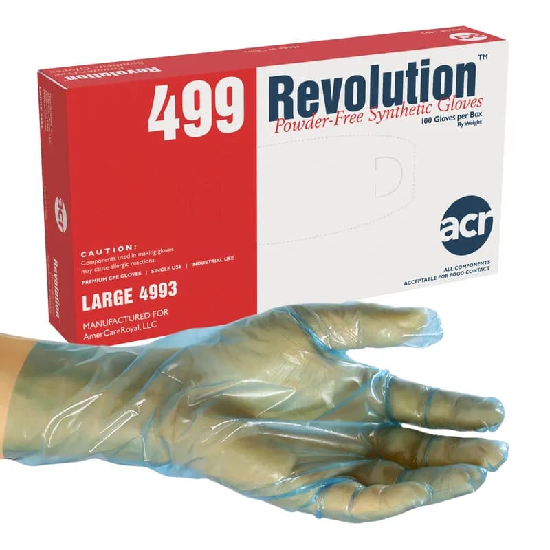 Revolution™ General Purpose Gloves Large (LG) Blue Vinyl Powder-Free 100 Count/Pack 10 Packs/Case 1000 Count/Case
