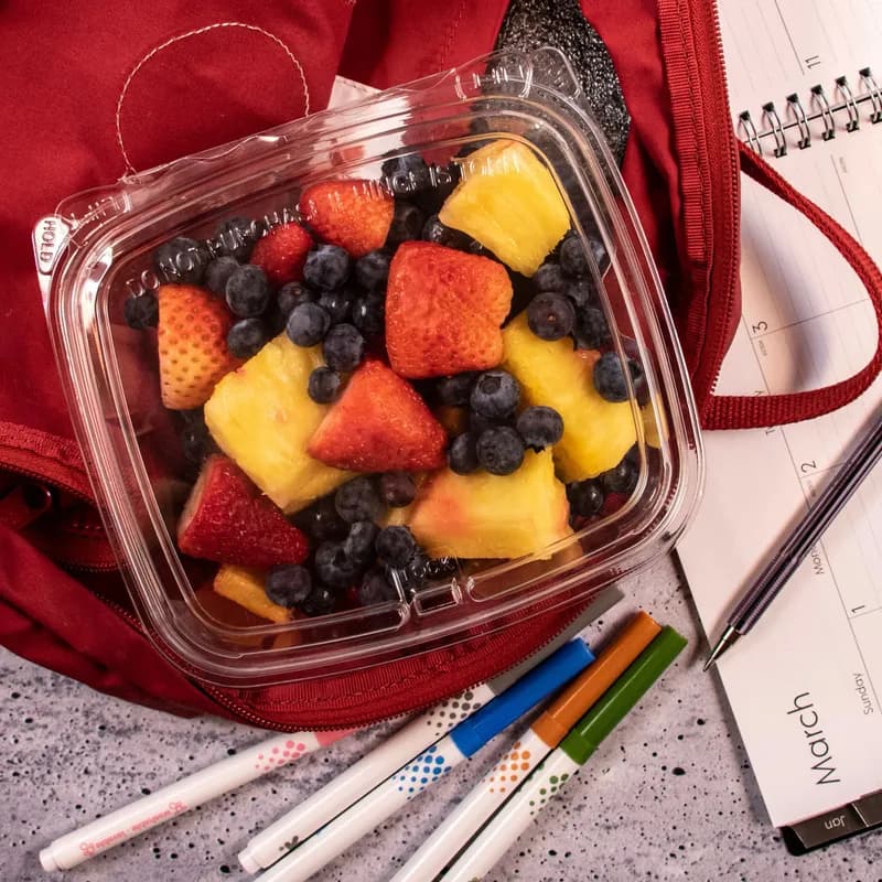 Dart® ClearPac® SafeSeal™ Deli Container Hinged With Flat Lid 32 OZ RPET Clear 100 Count/Pack 2 Packs/Case