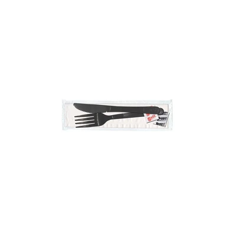 Victoria Bay 5PC Cutlery Kit PP Black Heavy Duty With 13X17 Napkin,Fork,Knife,Salt & Pepper 250/Case