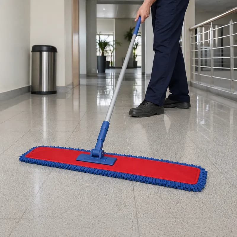Dust Mop 48X5 IN Blue Microfiber With Hook & Loop 1/Each