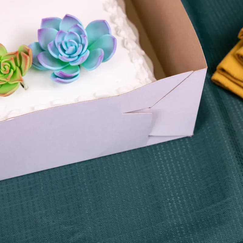 Cake Box Top Full Size 26.25X18.625X3 IN Clay-Coated Kraft Board White Kraft Rectangle Lock Corner 50/Bundle