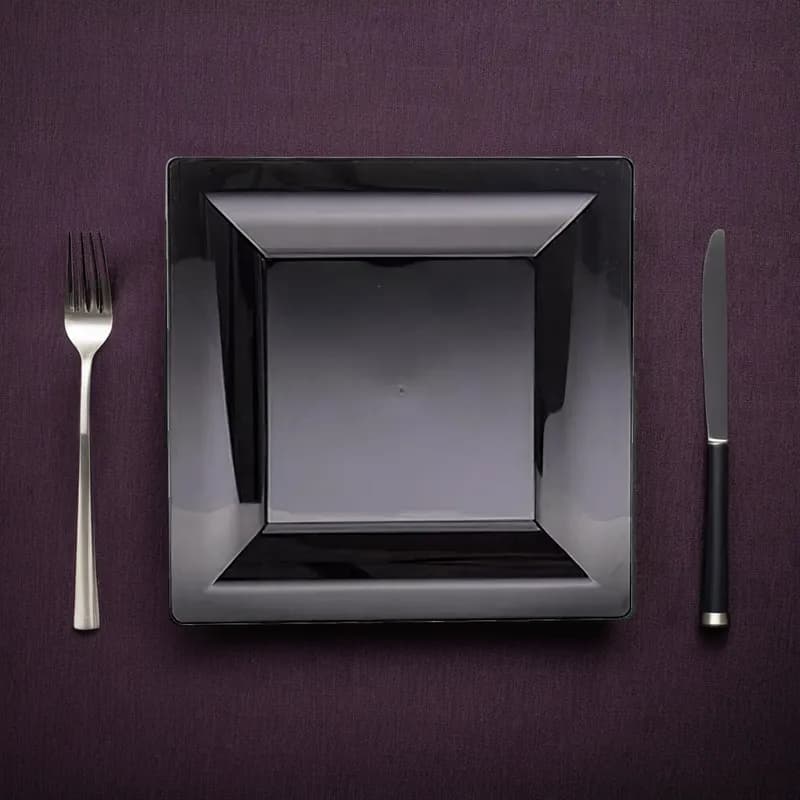 WNA Plate 9.5 IN PS Black Square 120/Case