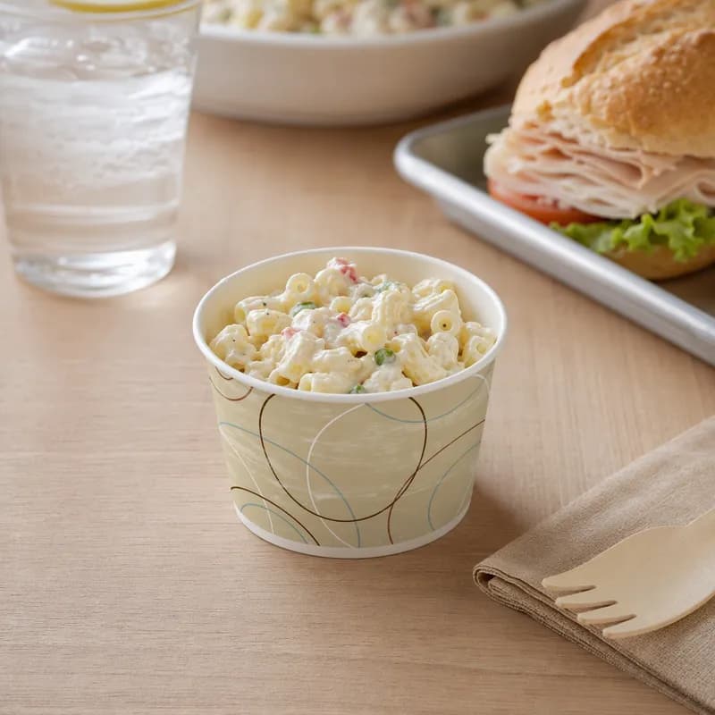 Food Container Base 8 OZ Paper Beige Champagne Round 1000/Case
