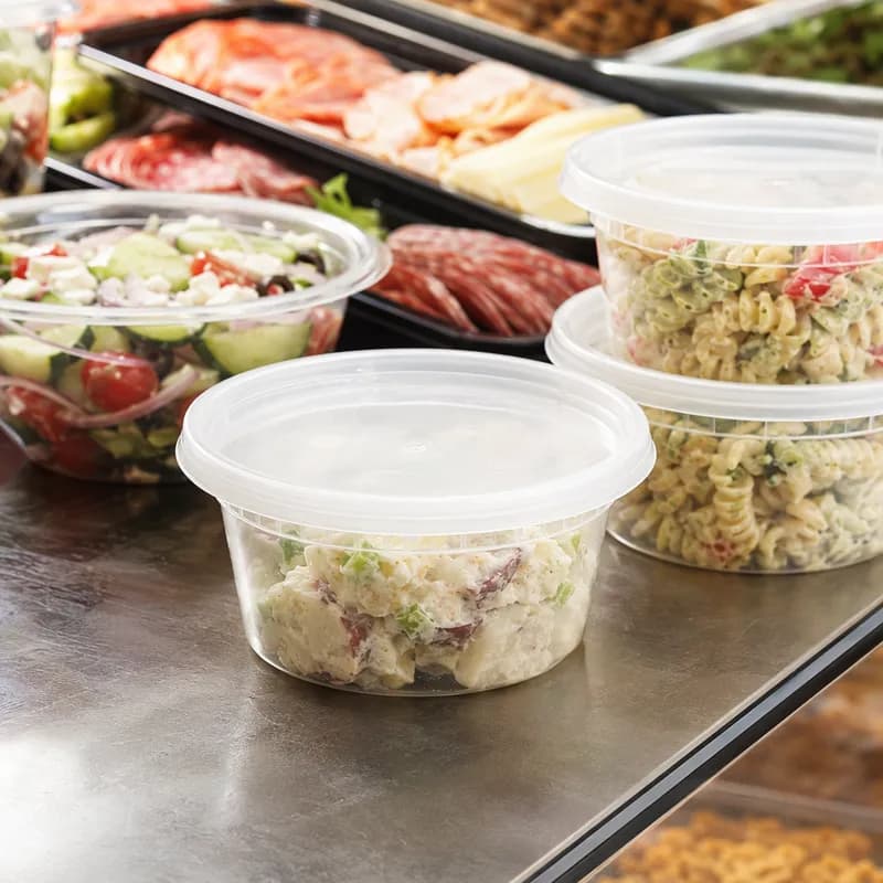 Deli Container Base & Lid Combo With Flat Lid 8 OZ PP Round 240/Case