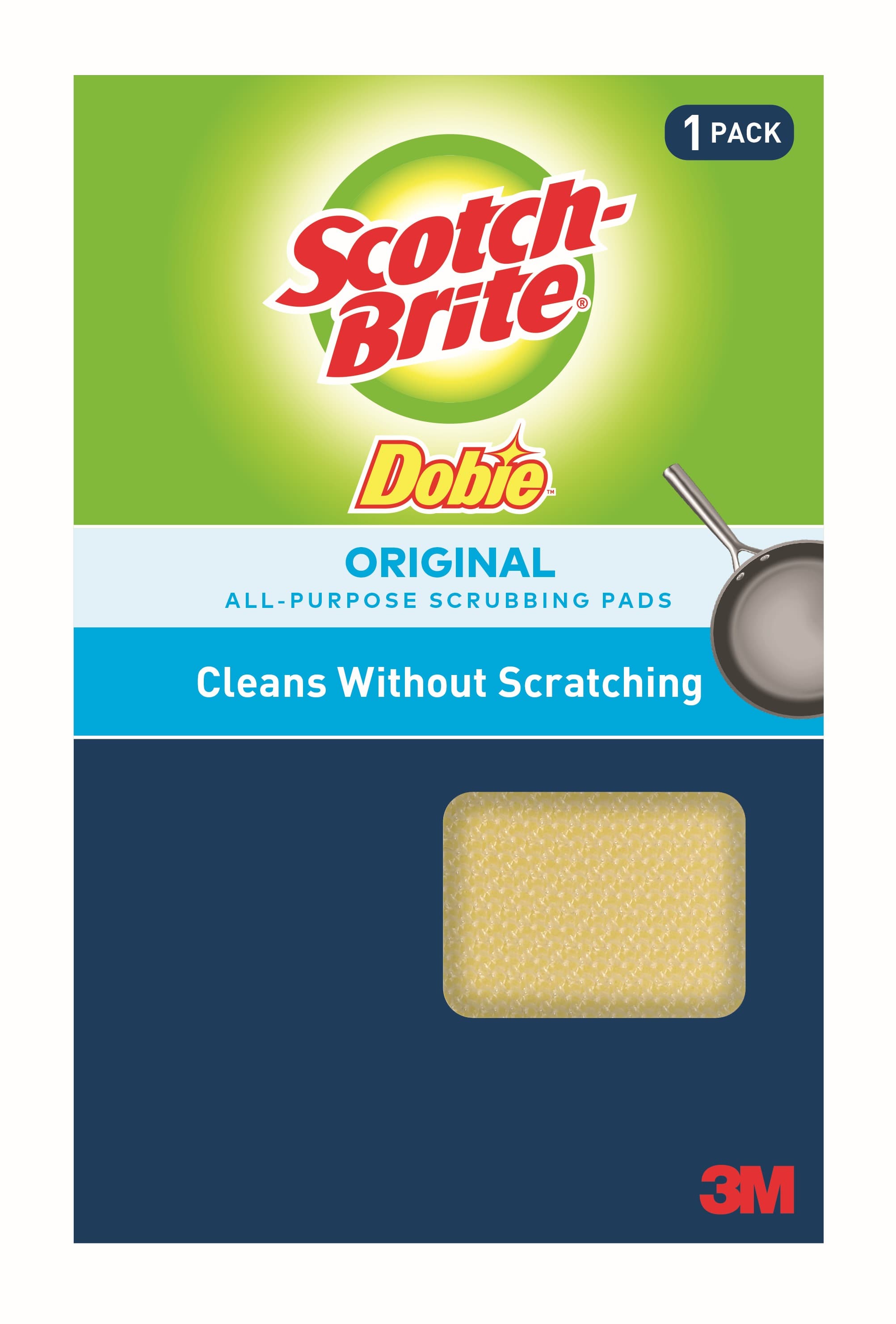 Scotch-Brite™ 720 Cleaning Pad 4.3X2.6 IN Foam White Rectangle Reusable Dobie Non-Scratch 24/Case