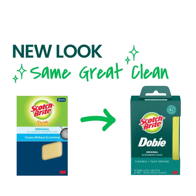 Scotch-Brite™ 720 Cleaning Pad 4.3X2.6 IN Foam White Rectangle Reusable Dobie Non-Scratch 24/Case