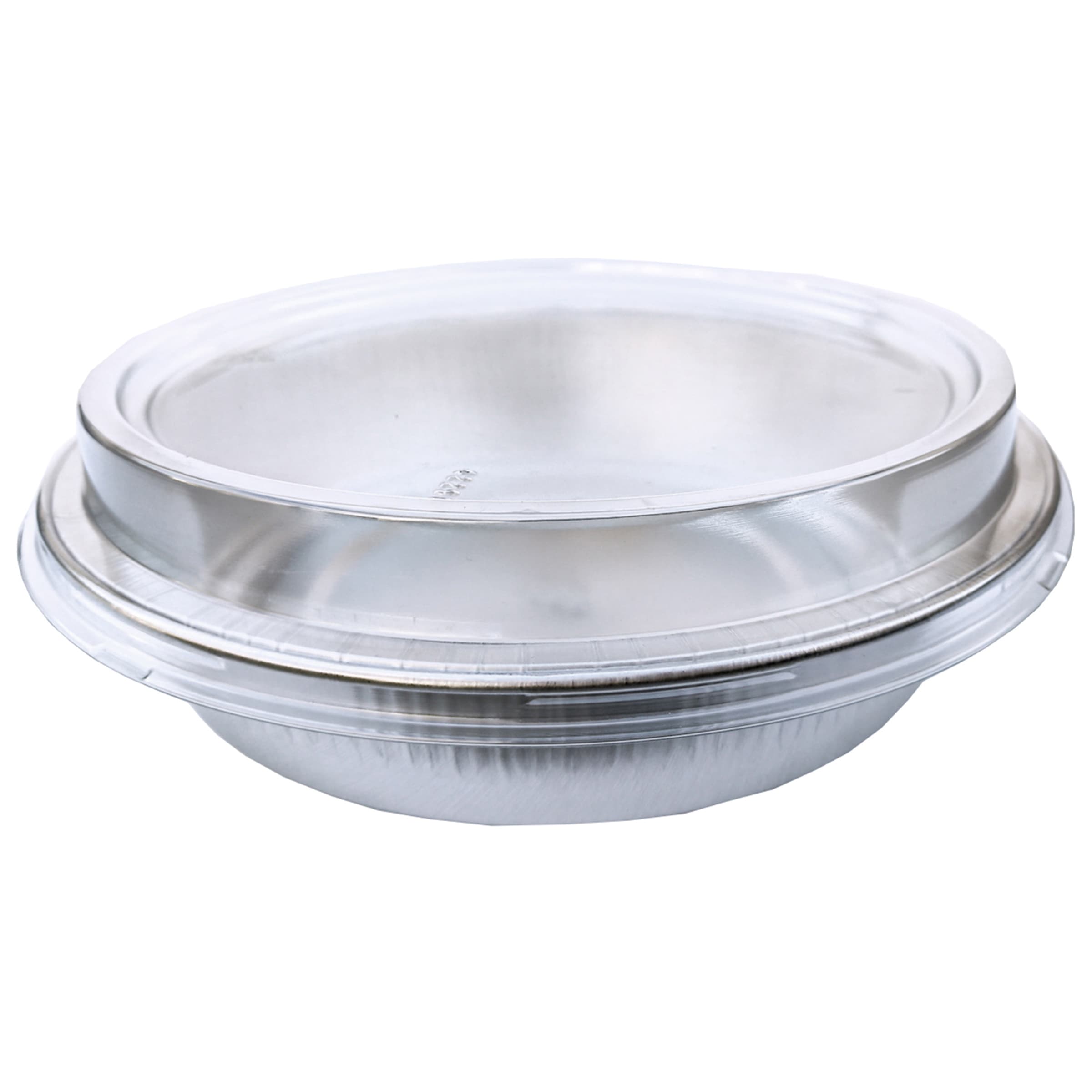 Handi-Max Take-Out Container Base & Lid Combo With Dome Lid 7 IN Aluminum Plastic Silver Clear Round 50/Case