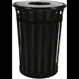 Oakley Standard Trash Can 36 GAL Black Steel Slatted Flat Top Outdoor 1/Each