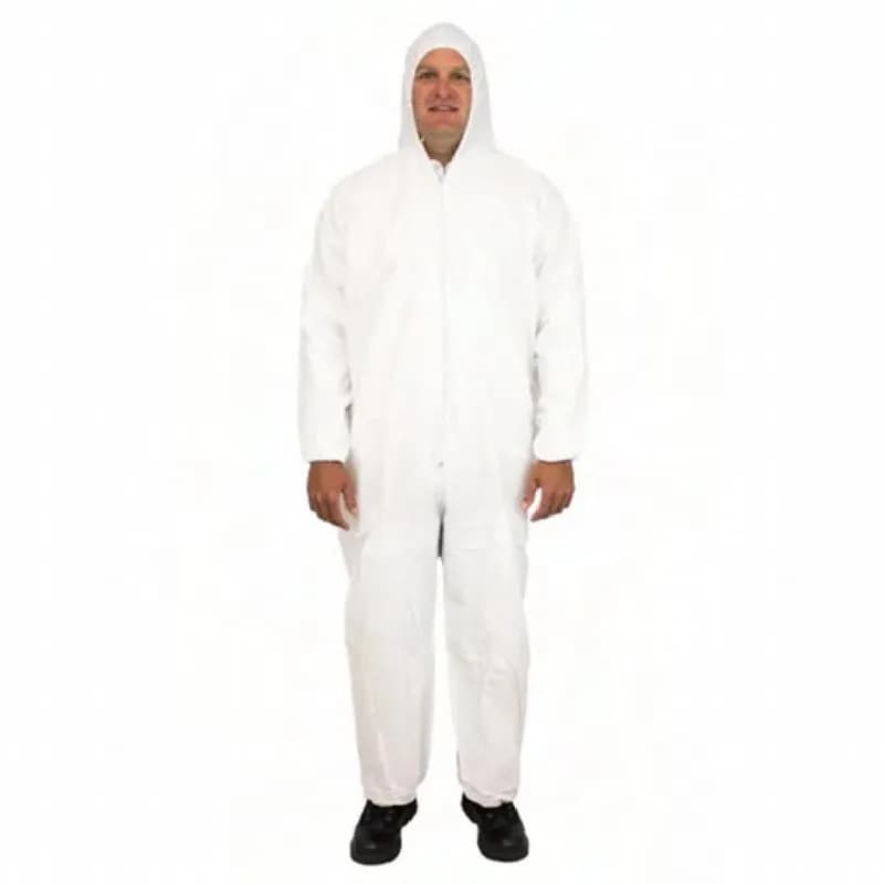 ProMax® Coveralls XXXL White Microporous Polyolefin Fabric Attached Hood Zippered Front Elastic Wrists & Ankles 25/Case