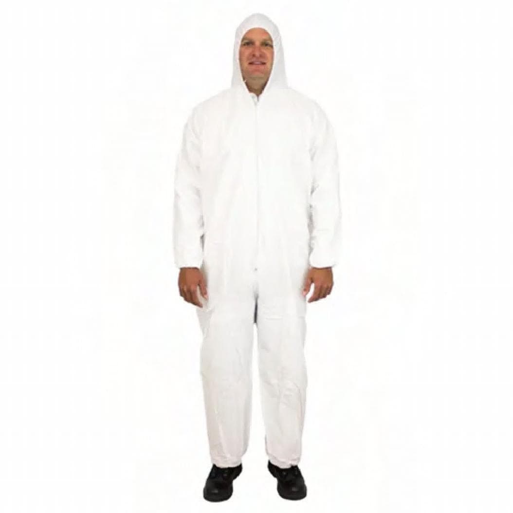 ProMax® Coveralls XXXL White Microporous Polyolefin Fabric Attached Hood Zippered Front Elastic Wrists & Ankles 25/Case