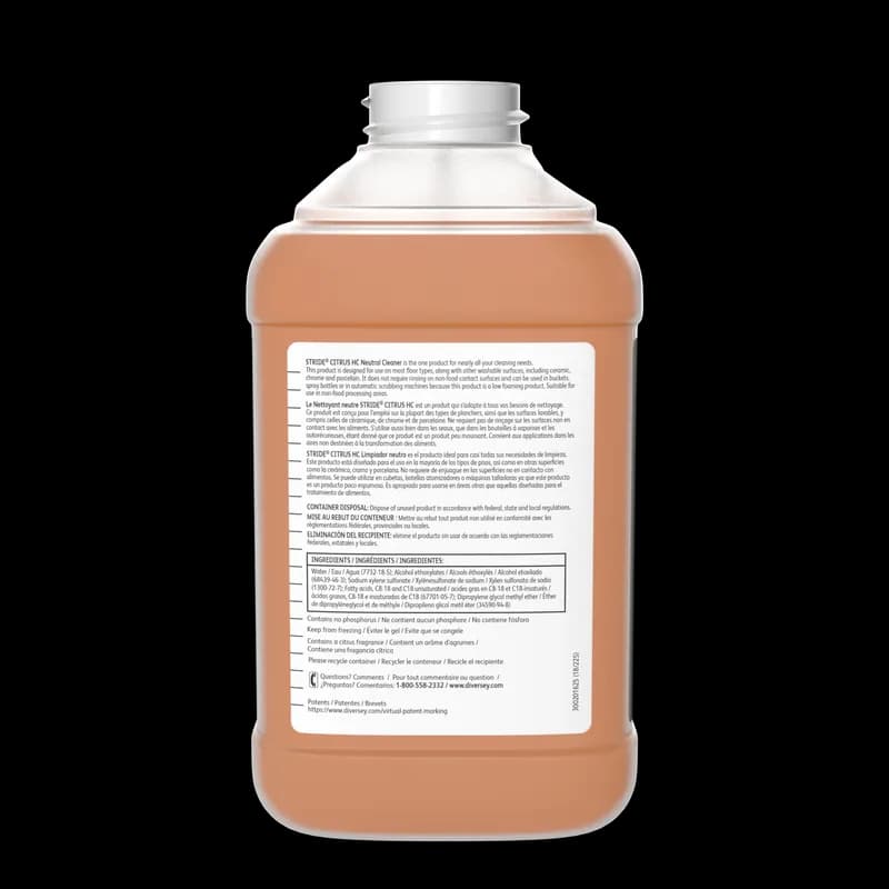Stride HC Citrus Scent Floor Cleaner 2.5 L Daily Neutral Liquid Concentrate Kosher 2/Case