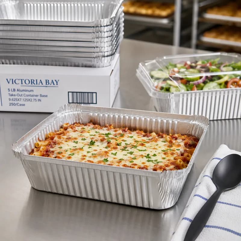 Victoria Bay Take-Out Container Base 5 LB 9.625X7.125X2.75 IN Aluminum Silver Oblong 250/Case