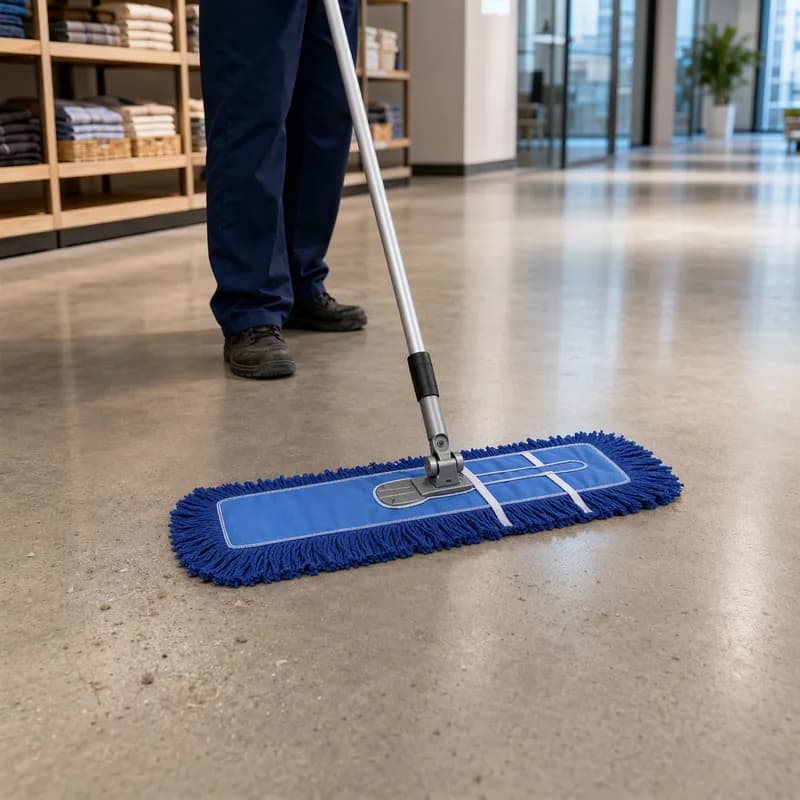 Dust Mop 24X5 IN Blue Cotton Synthetic Fiber Loop End Launderable 1/Each