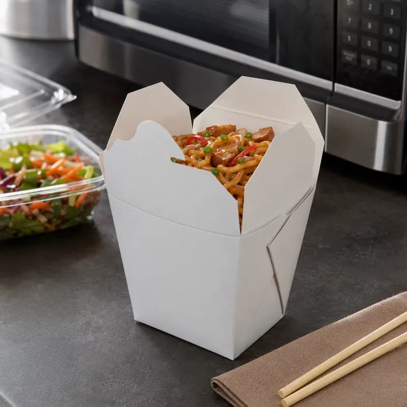 Bio-Pak® Food Pail 16 OZ 3.75X2.875X3.25 IN Paper White Rectangle Without Handle Microwave Safe 450/Case