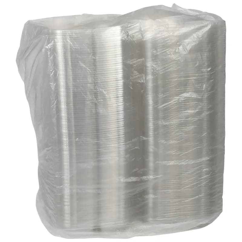 Take-Out Container Hinged With Dome Lid 8.34X8.32X2.84 IN 3 Compartment RPET Clear Square 200/Case