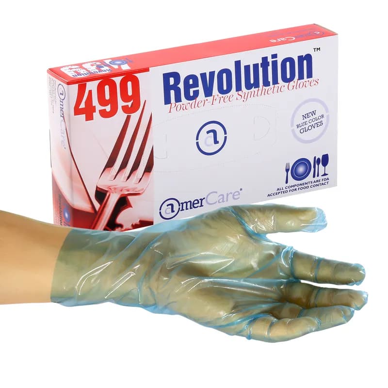 Revolution™ General Purpose Gloves Small (SM) Blue Vinyl Powder-Free 100 Count/Pack 10 Packs/Case 1000 Count/Case