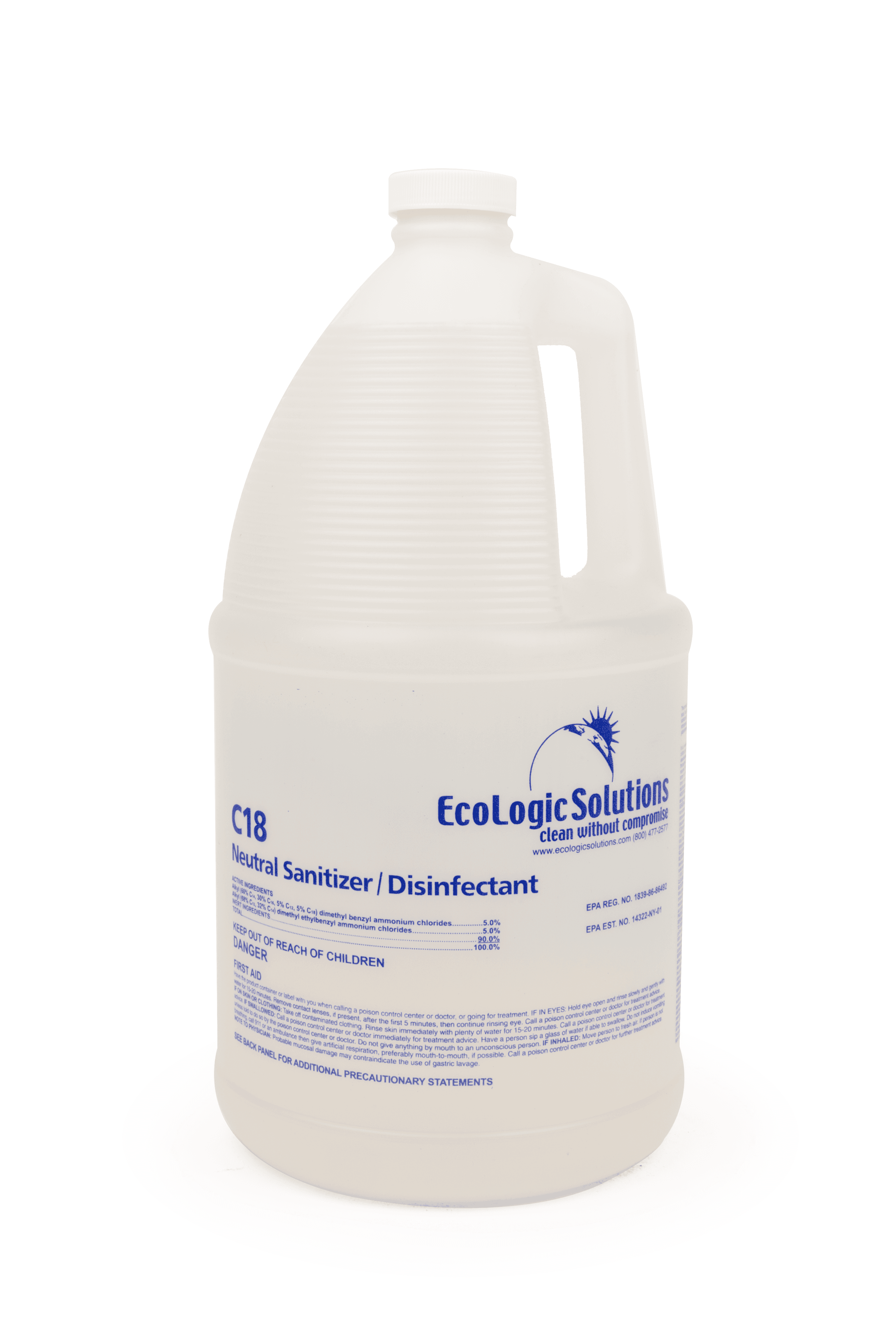 EcoLogic Solutions II Odorless Sanitizer 1 GAL Multi Surface Neutral Concentrate Quat 4/Case