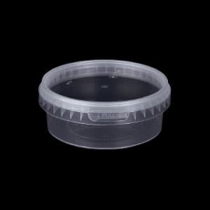 Deli Container Base & Lid Combo With Flat Lid 8 OZ PP Clear Round 240/Case