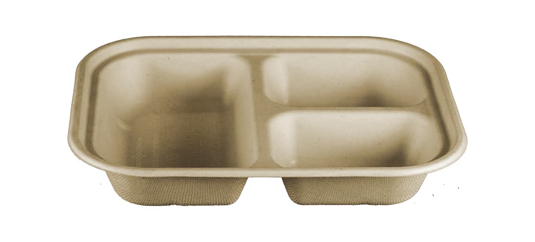 Take-Out Tray 10X7.5X1.5 IN 3 Compartment Fiber 400/Case