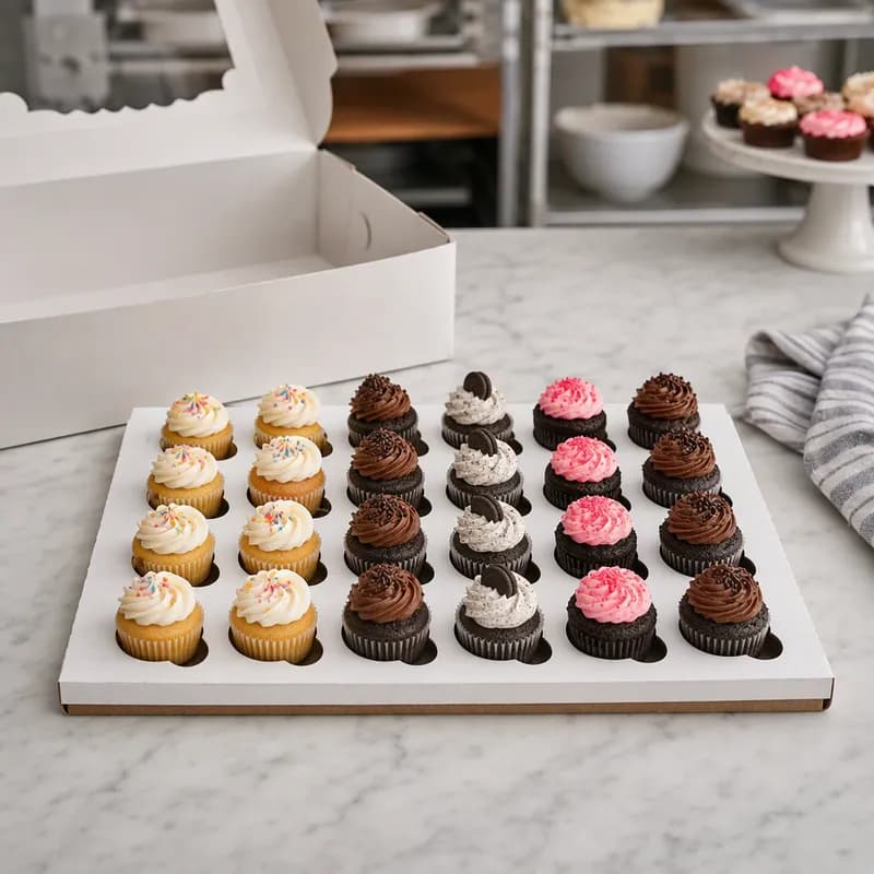 Cupcake Insert Mini 13.9375X9.9375X0.75 IN 24 Compartment Cardboard White Kraft 200/Case
