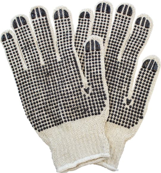 Gloves Mens Large (LG) Natural Cotton Polyester 2-Sided String Knit Dotted Grip 12 Count/Pack 20 Packs/Case
