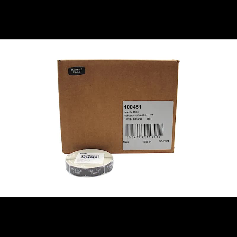 Marble Cake Bakery Flavor Label 0.625X1.25 IN 4 Color Process UV 1000 Count/Roll 50 Rolls/Case 50000 Count/Case