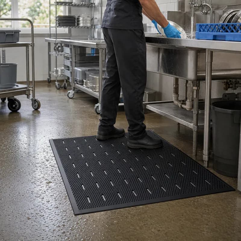 Anti-Fatigue Floor Mat Black Free Flow 1/Each