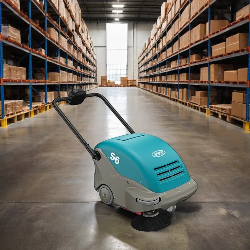 Tennant S6 Commercial Use Floor Sweeper 25IN Teal 42Ah 1/Each