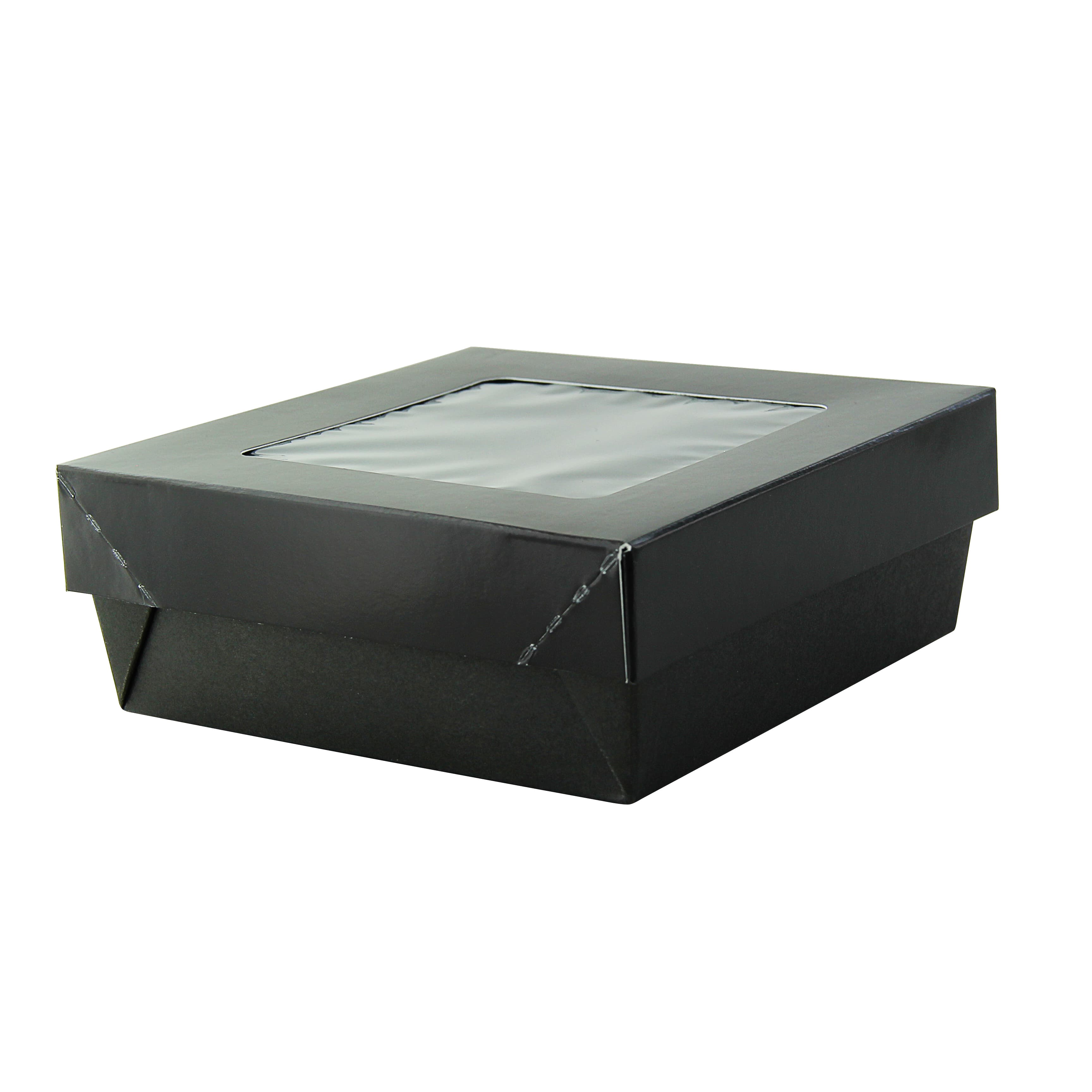 Bakery Box With PET Lid 24 OZ 5.3X5.3X2 IN Corrugated Cardboard Black 25 Count/Pack 4 Packs/Case 100 Count/Case