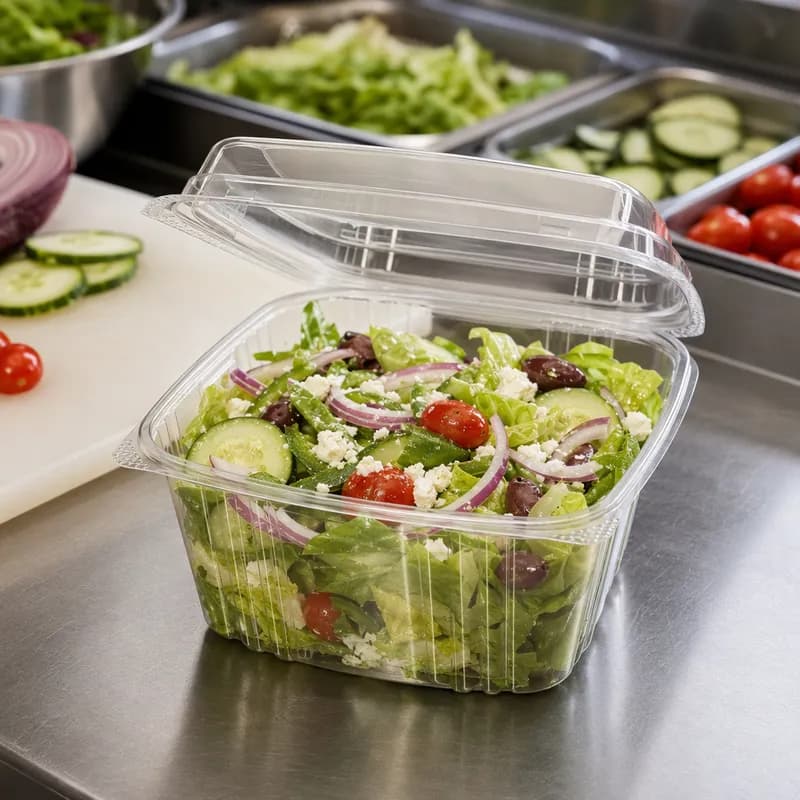 Deli Container Hinged With Dome Lid 16 OZ PET Clear 200/Case