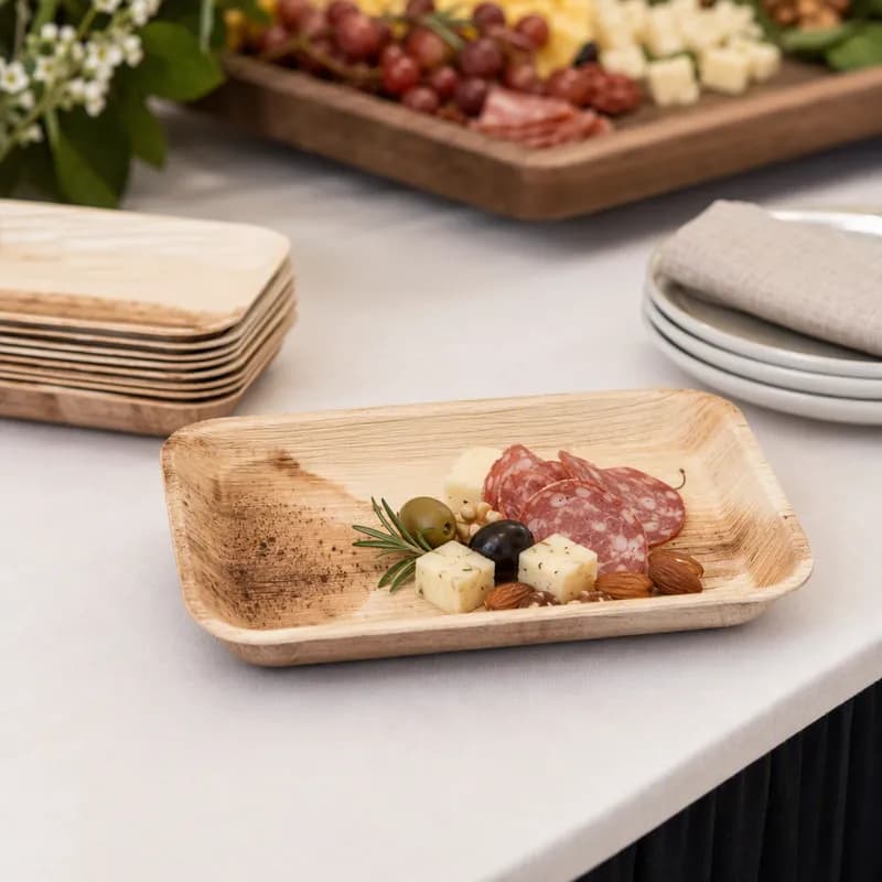 Serving Tray 6X9 IN Palm Leaf Natural Rectangle Deep 300/Case