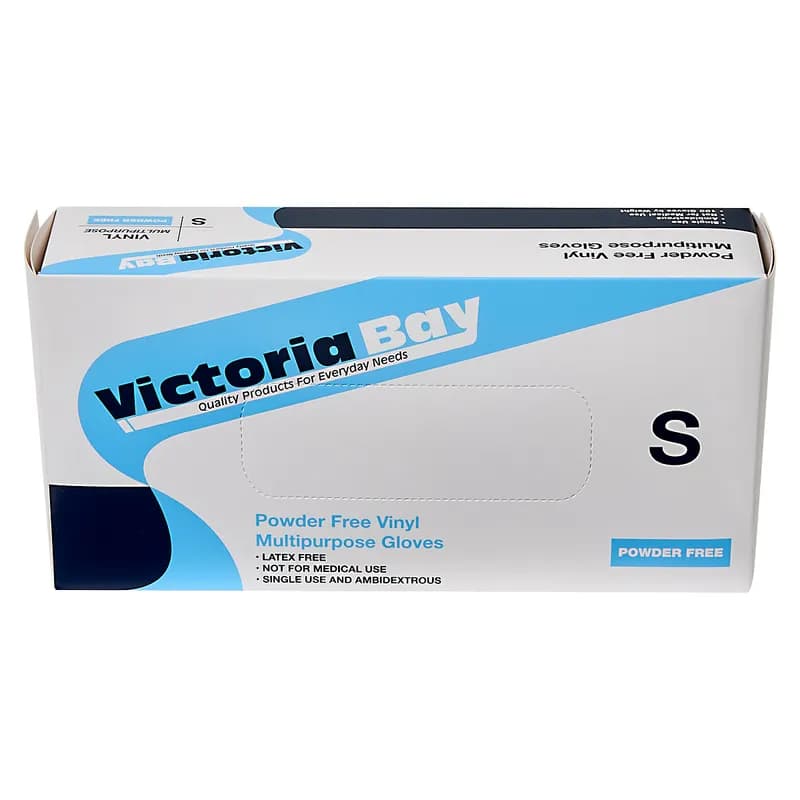 Victoria Bay Food Service Gloves Small (SM) Clear Vinyl Powder-Free 100 Count/Pack 10 Packs/Case 1000 Count/Case