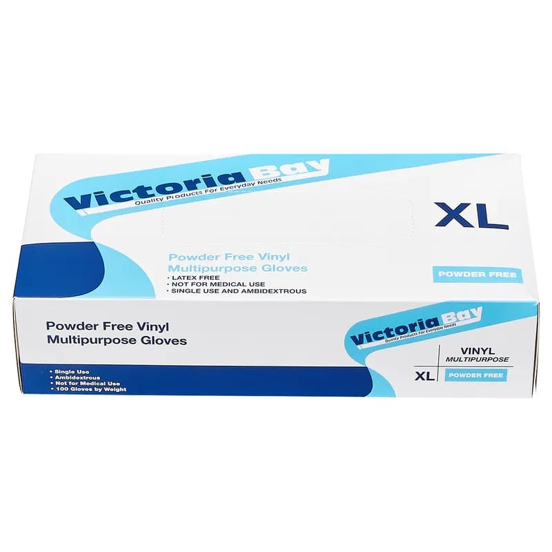 Victoria Bay General Purpose Gloves XL Clear Vinyl Powder-Free Food Contact 100 Count/Pack 10 Packs/Case 1000 Count/Case