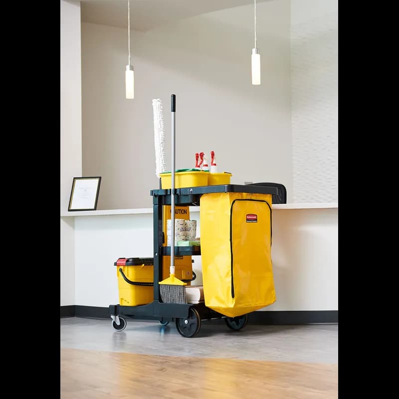 Janitorial Cleaning Cart & Bag Black Yellow Plastic Vinyl Traditional Zipper 1/Case