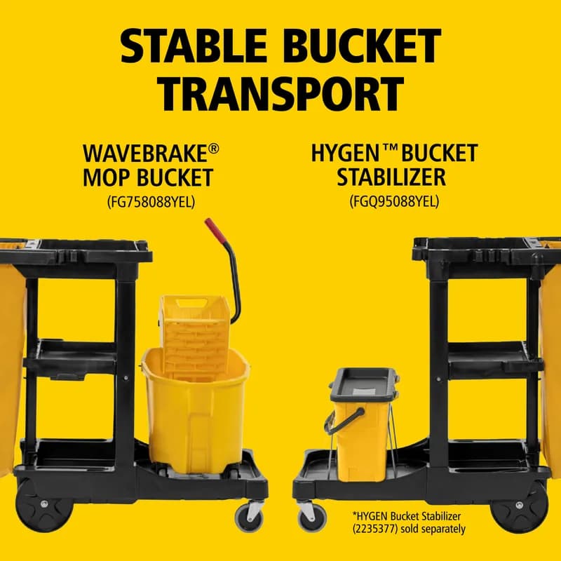 Janitorial Cleaning Cart & Bag Black Yellow Plastic Vinyl Traditional Zipper 1/Case