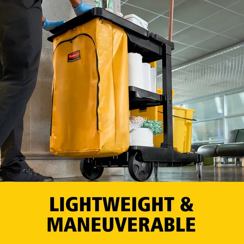 Janitorial Cleaning Cart & Bag Black Yellow Plastic Vinyl Traditional Zipper 1/Case