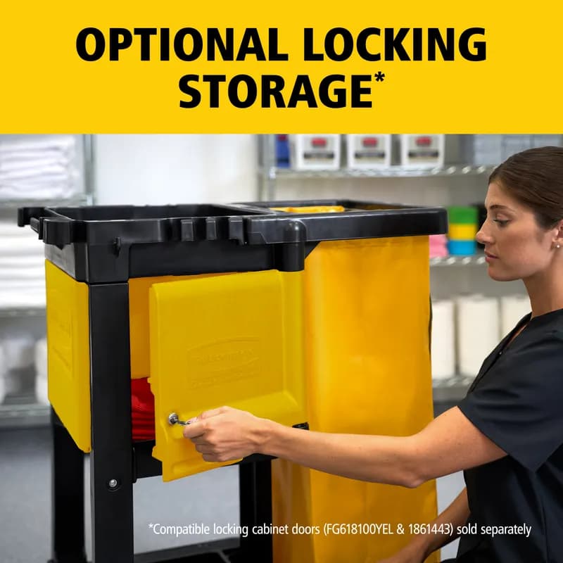 Janitorial Cleaning Cart & Bag Black Yellow Plastic Vinyl Traditional Zipper 1/Case