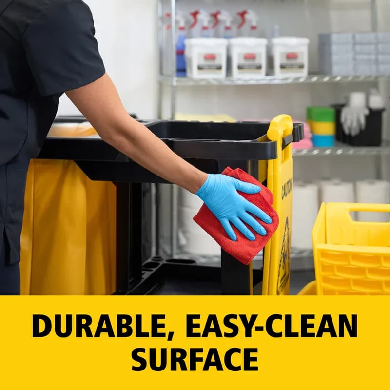 Janitorial Cleaning Cart & Bag Black Yellow Plastic Vinyl Traditional Zipper 1/Case