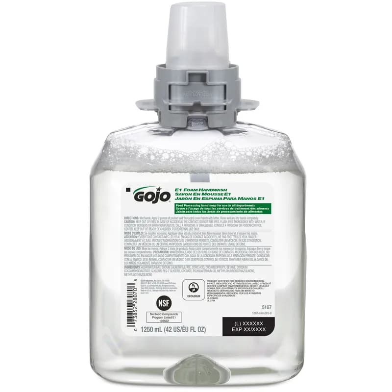 GOJO® E1 Handwash 1250 mL 4.94X3.89X8.48 IN Fragrance Free Foaming For FMX-12 4/Case
