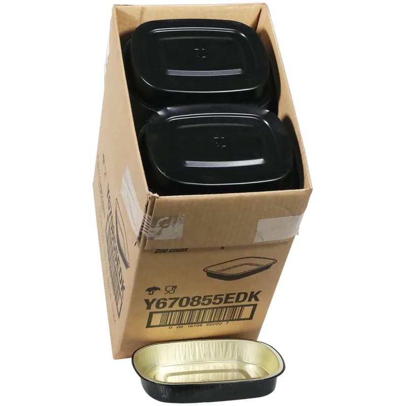 Take-Out Container Base 7.5X5.5X1 IN Aluminum Black Gold Oval 250/Case