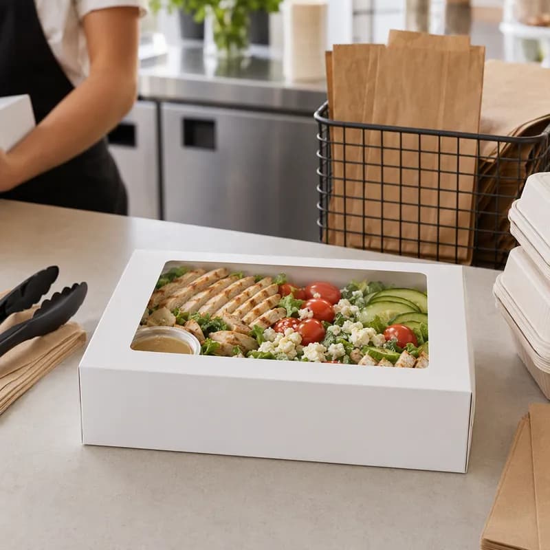 Take-Out Box 13X9X3 IN Paper Rectangle With Window 125/Case