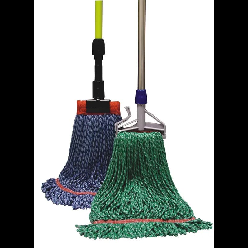 Mop Head Large (LG) Green Microfiber Cut End Launderable 1.25IN Narrow Headband 12/Case